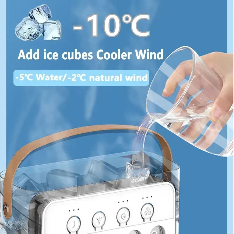 2025 New Three In One Household Air Conditioner Small Air Cooler Portable Smallfan Household Night Humidifier LED Nightlight Fan