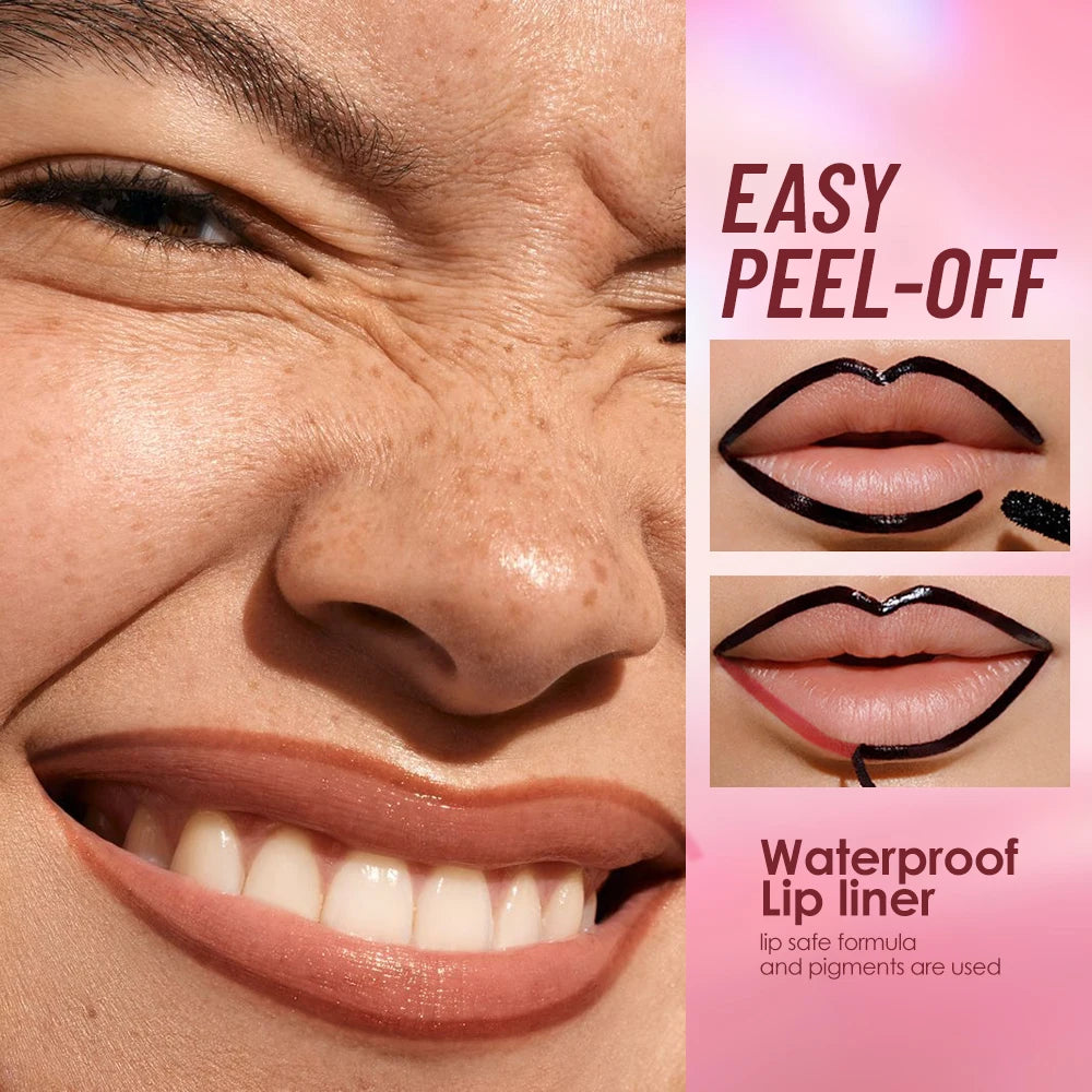 5 Color Liquid Peel-off Lip Liner Stain Waterproof Pink Brown Lip Contouring Tattoo Pigment Transfer Resistant Lip Gloss Tint