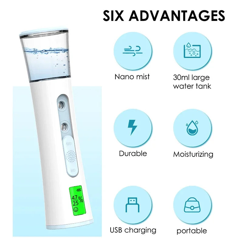 Mini Facial Steamer Mist Sprayer Nano Mister Hydrating Face Mist Spray Bottle Spa Skin Care Moisturizing Beauty Spray Hydrating
