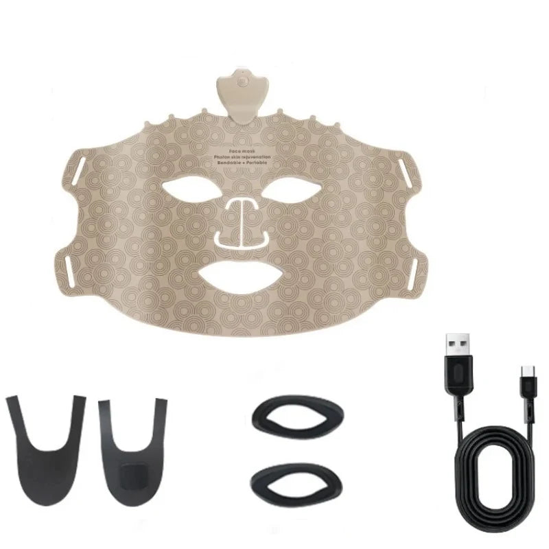 7 Colors Silicone Led Facial Mask Light Therapy Mask Full Face 240 Lamp Beads Wirelessly Red Light Therapy Photon Mask