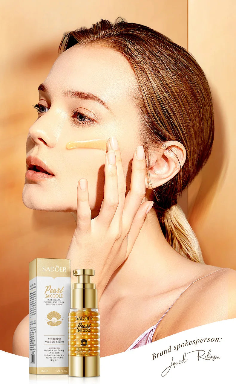 24K Golden Pearl Collagen Whitening and Moisturizing Face Essence Face Cream Gold Lotion and 24K Eye Cream  freckle removal