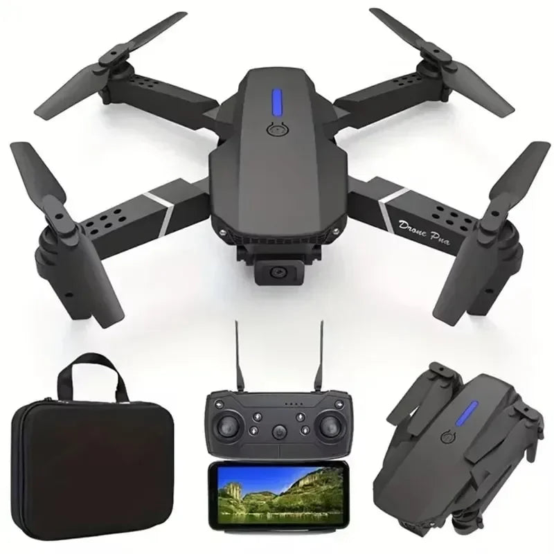 E88Pro RC Drone 4K Professinal 3 Batteries With 1080P Wide Angle Dual HD Camera Foldable RC Helicopter WIFI FPV Height Hold