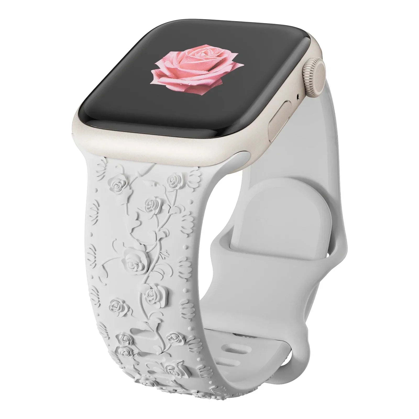 Engraved Band for Apple Watch Strap 46 44mm 40 49mm 45mm 41mm 42mm Floral Silicone Correas Iwatch Ultra 2 Series 10 9 8 7 6 SE 5