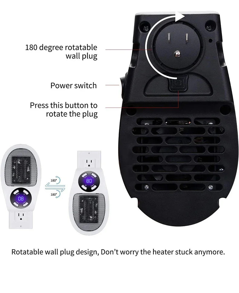 Electric Heater Home Appliance Heating Furnace Portable Heater Plug-in Room Heater Mini Radiator Remote Heating 500W
