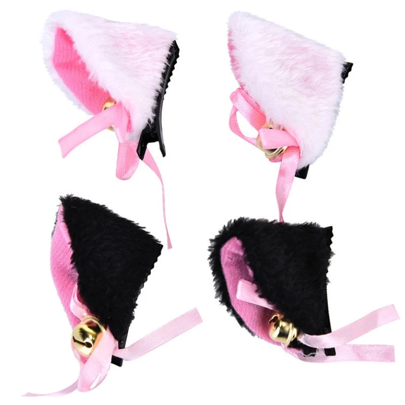 Cosplay Bells Cat Ear Hair Clips Fur Headwear Anime Hairpins Headdress Lolita Hairclip Headsband Party Costume Hair Accessories