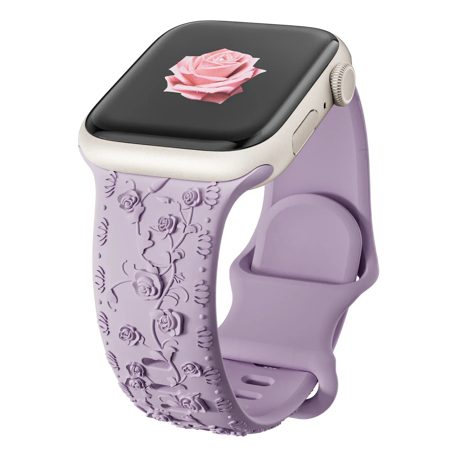 Engraved Band for Apple Watch Strap 46 44mm 40 49mm 45mm 41mm 42mm Floral Silicone Correas Iwatch Ultra 2 Series 10 9 8 7 6 SE 5