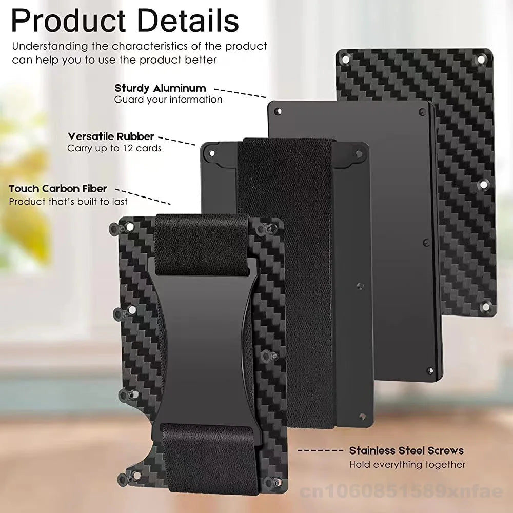 RFID Clip Metal Wallet Blocking Aluminum Minimalist Credit Card Holder Money Wallets 2024 All Color Slim Business Bank Id Case