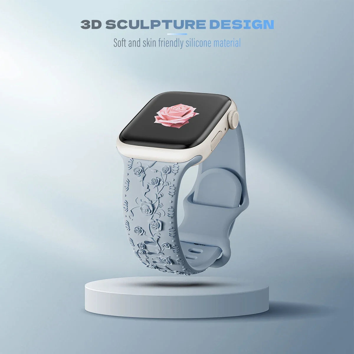 Engraved Band for Apple Watch Strap 46 44mm 40 49mm 45mm 41mm 42mm Floral Silicone Correas Iwatch Ultra 2 Series 10 9 8 7 6 SE 5