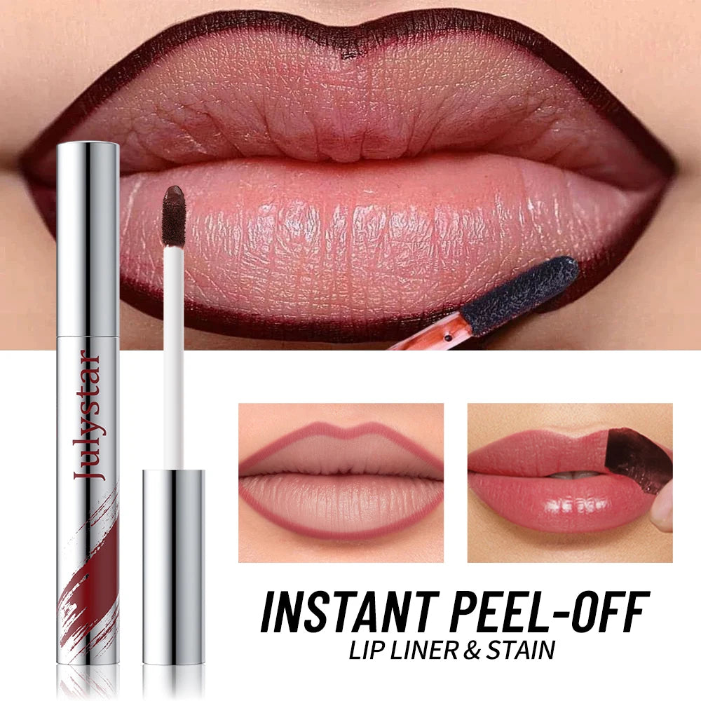 5 Color Liquid Peel-off Lip Liner Stain Waterproof Pink Brown Lip Contouring Tattoo Pigment Transfer Resistant Lip Gloss Tint