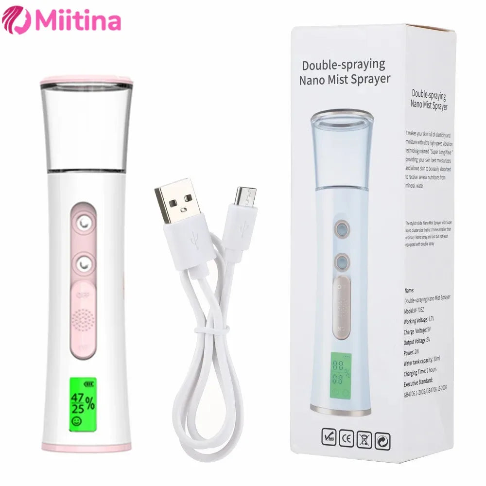 Mini Facial Steamer Mist Sprayer Nano Mister Hydrating Face Mist Spray Bottle Spa Skin Care Moisturizing Beauty Spray Hydrating