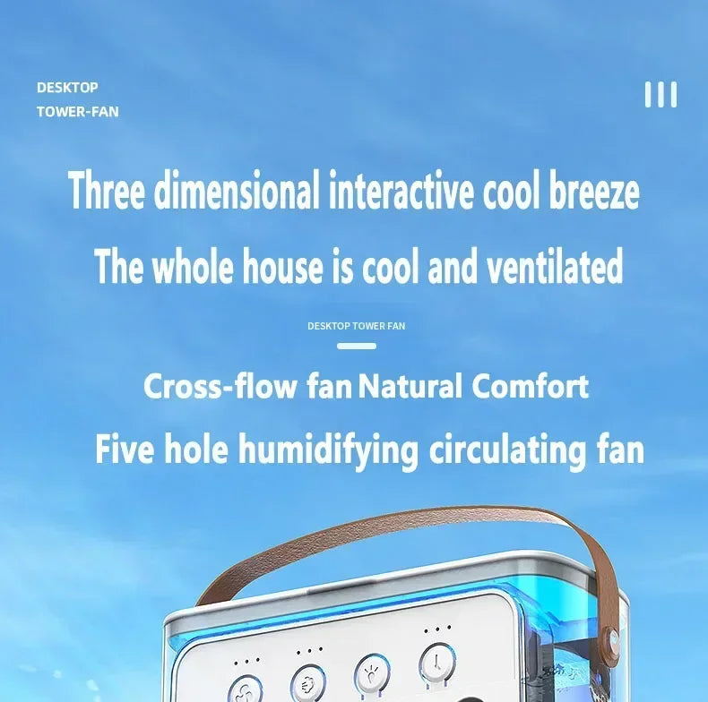 2025 New Three In One Household Air Conditioner Small Air Cooler Portable Smallfan Household Night Humidifier LED Nightlight Fan