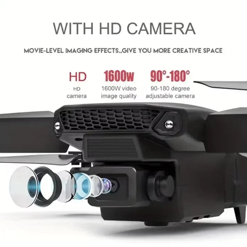 E88Pro RC Drone 4K Professinal 3 Batteries With 1080P Wide Angle Dual HD Camera Foldable RC Helicopter WIFI FPV Height Hold