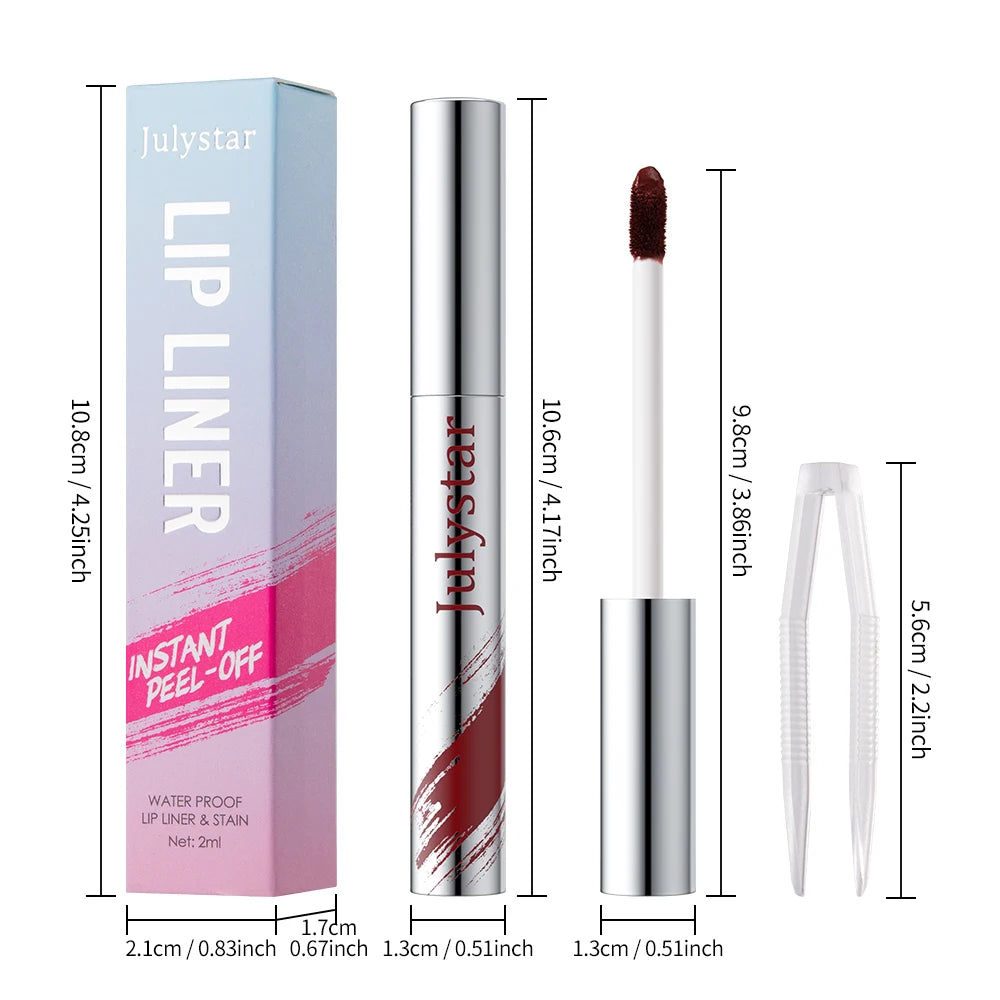 5 Color Liquid Peel-off Lip Liner Stain Waterproof Pink Brown Lip Contouring Tattoo Pigment Transfer Resistant Lip Gloss Tint
