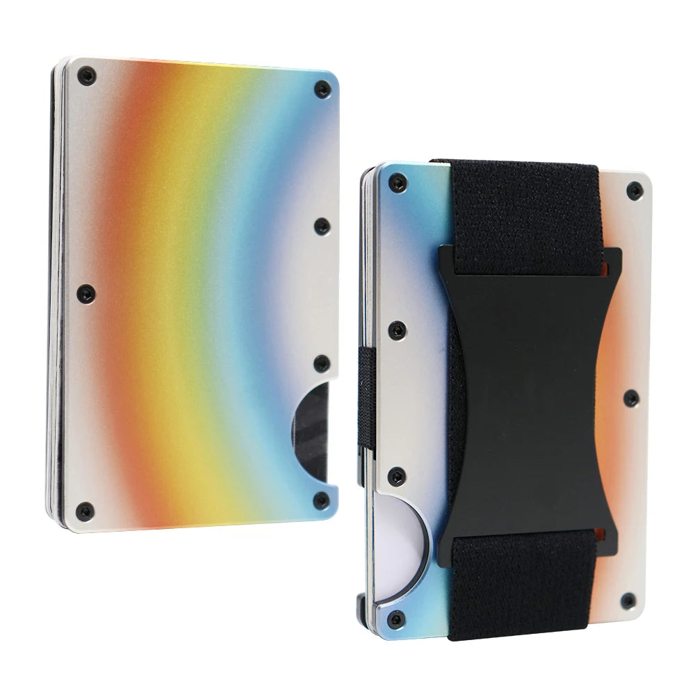 RFID Clip Metal Wallet Blocking Aluminum Minimalist Credit Card Holder Money Wallets 2024 All Color Slim Business Bank Id Case
