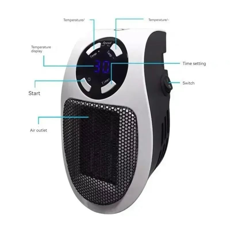 Electric Heater Home Appliance Heating Furnace Portable Heater Plug-in Room Heater Mini Radiator Remote Heating 500W