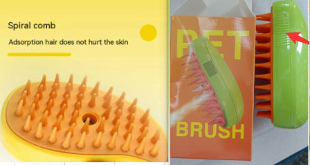 3-in-1 Electric Pet Steam Brush Cat & Dog Grooming Comb with Spray, Massage & Hair Removal Function
